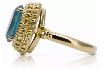 Пръстен Винтидж крафт Аквамарин 14K жълто злато vrc068y